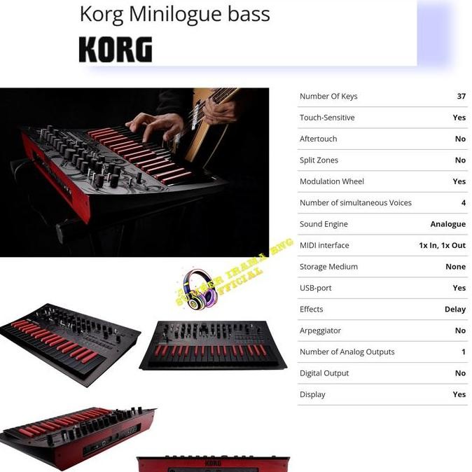 New  KORG MINILOGUE BASS POLYPHONIC ANALOGUE SYNTHESIZER