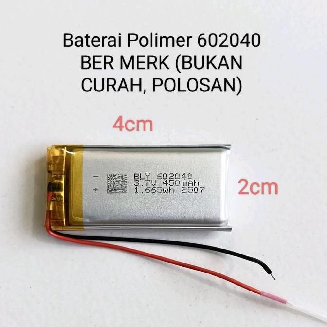 Baterai Polimer 602040 3.7V 450 Mah Polymer Batere Charge Batre Allshop