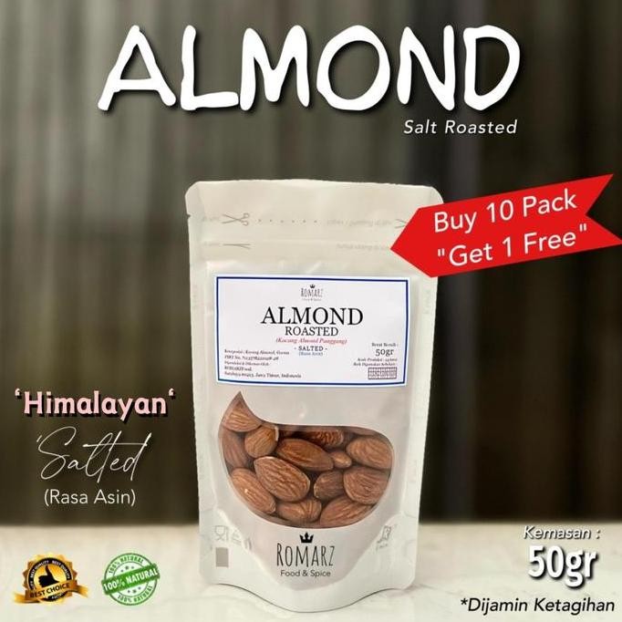 

Kacang Almond Roasted Almond Panggang Asin 50Gr (Beli 10 Gratis 1) Allshop