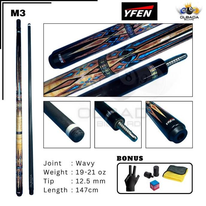 YFEN M Series Stick Billiard Carbon Jianying ORIGINAL 100% / New Cue Play / Stik Billiard Karbon / O