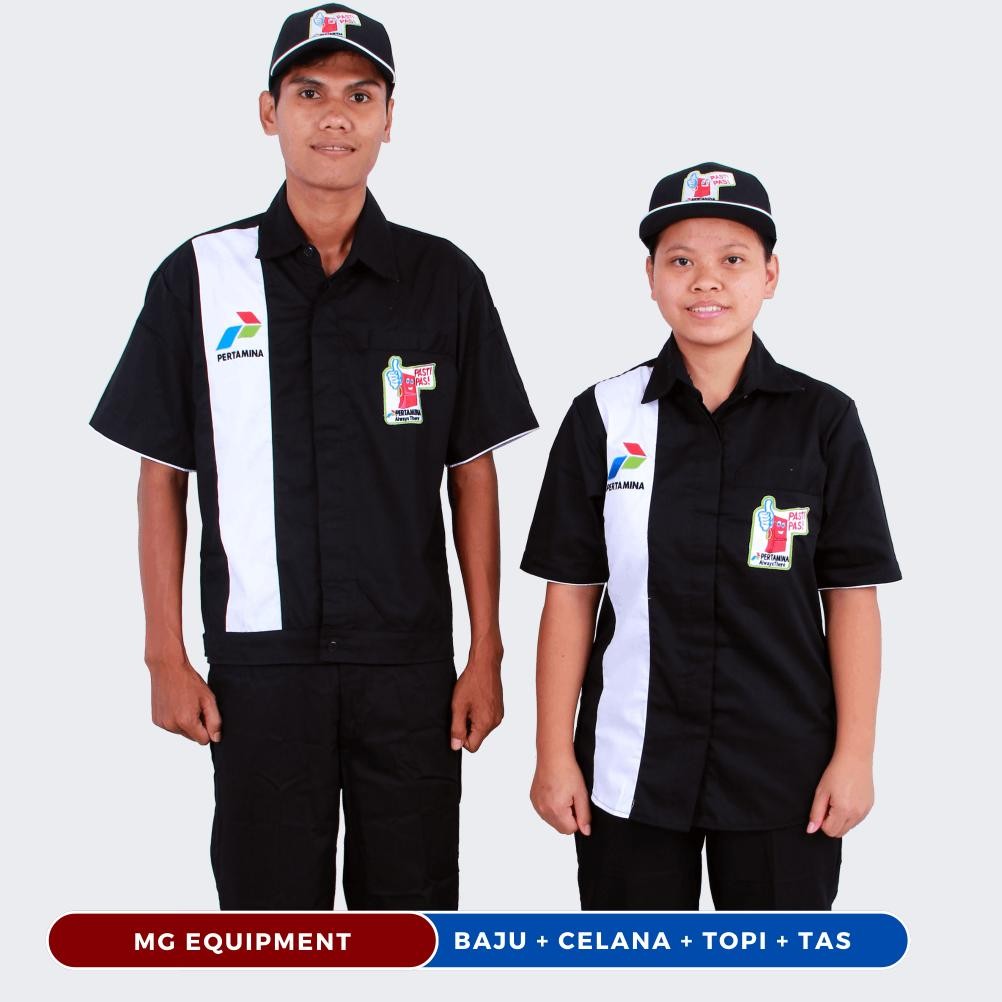 Seragam Spbu Baju+Topi+Tas Pertamina - Operator - Pengawas - Office Boy - Teknisi