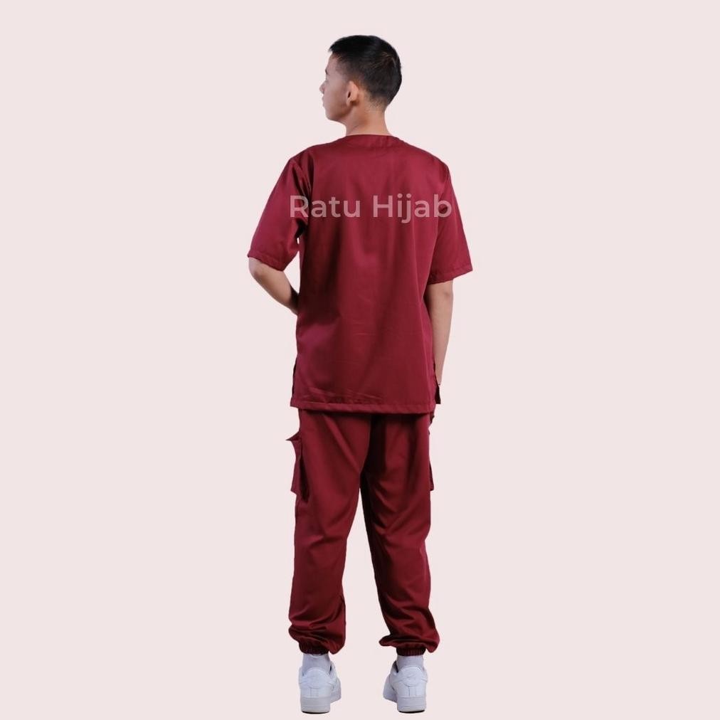 Baju Jaga Ok Oka Jogger Cargo Lengan Pendek Toyobo Dokter Scrub Medis Perawat