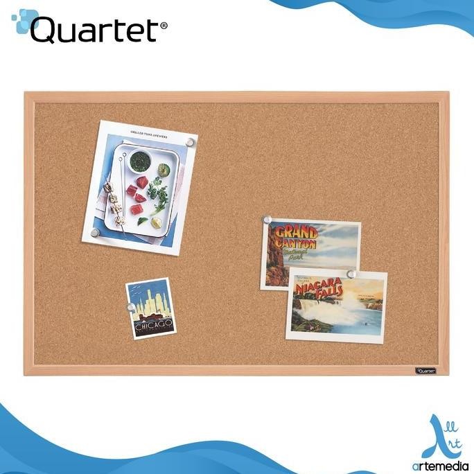 

Quartet 43x58cm Cork Bulletin Display Oak Frame Papan Display Kayu Oak untuk Pin & Memo Dinding