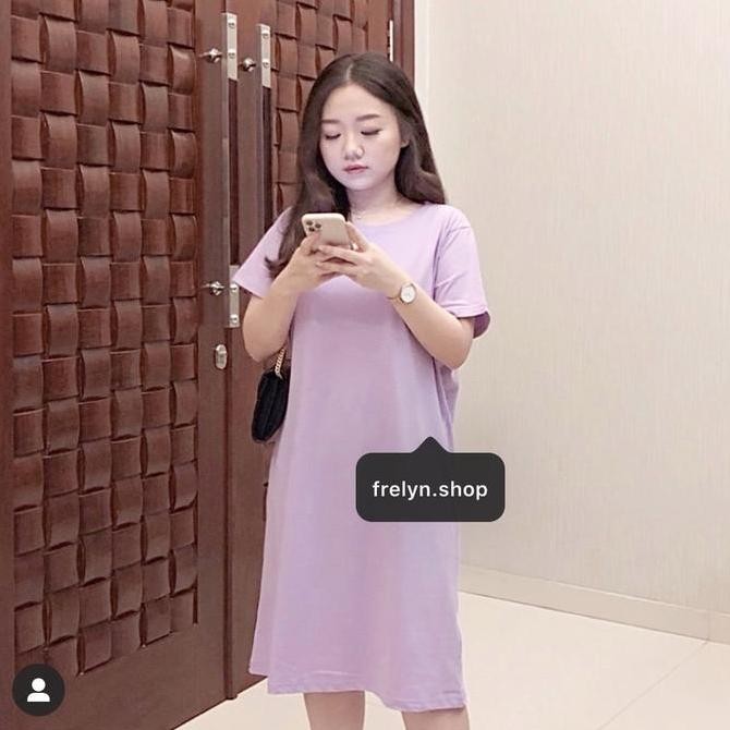 Dt110 >> Dress Katun Polos Lilac / Hitam / Abu / Kuning / Biru Elektrik / Maroon / Beige / Mocca / S
