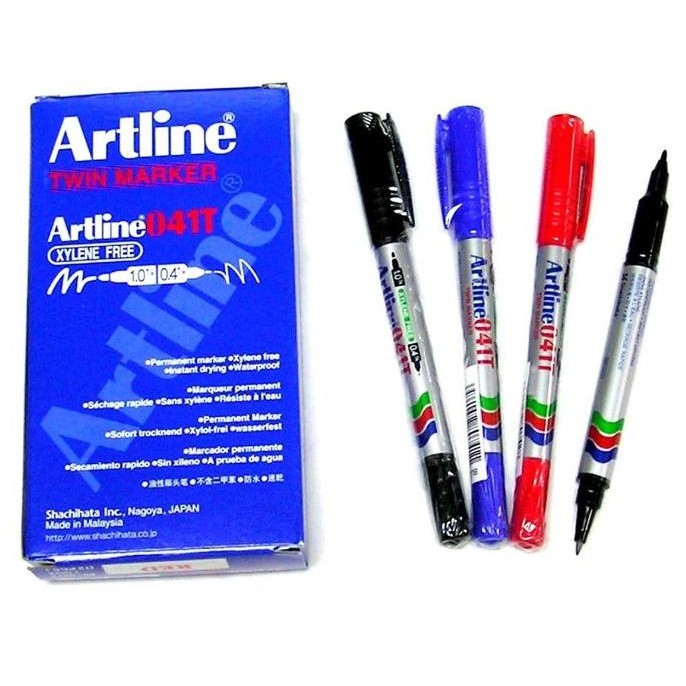 

SPIDOL ARTLINE 041T TWIN MARKER 041 T XYLENE FREE MADE IN JAPAN 0.4 MM DAN 1.0 MM DUAL TIP DUA MATA