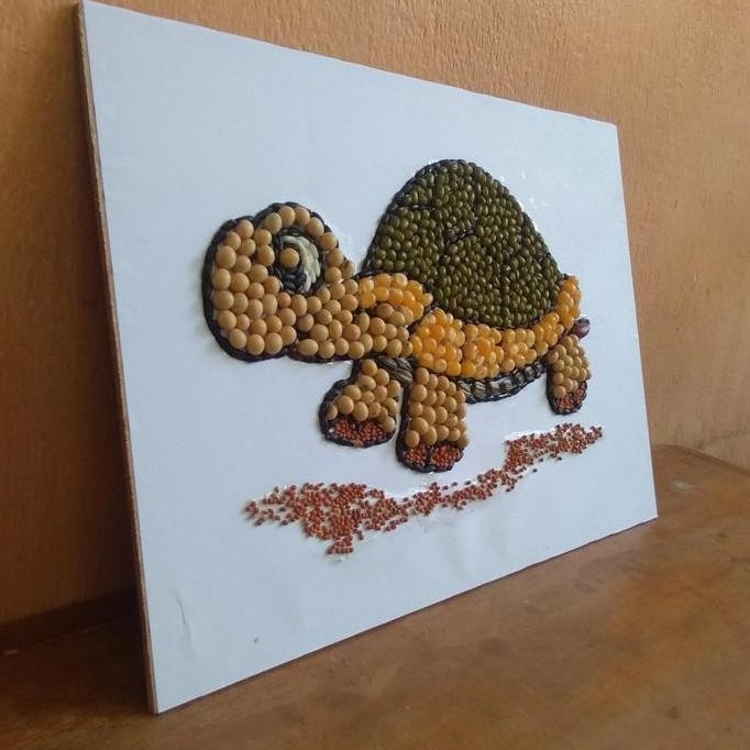 kolase biji bijian kura kura prakarya sekolah