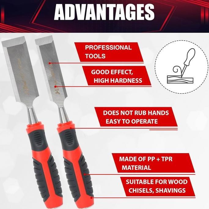 

JLD Pahat Kayu Alat Ukir Kayu 6-38MM Wood Chisel Tatah Aneka Ukuran Tools Wood Working