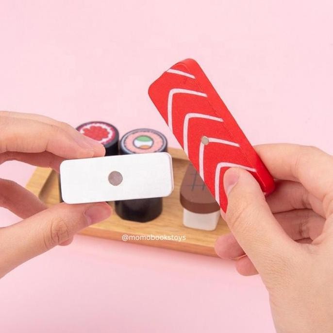 [MOMO] WOODEN SUSHI SET Mainan Masak Masakan Magnet Kayu Anak | Wooden Cooking Toy | Mainan Edukasi 
