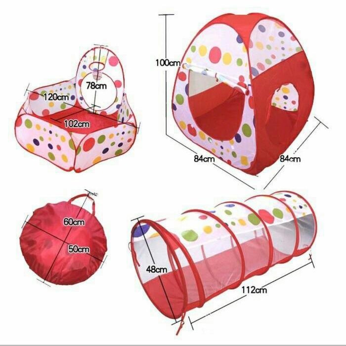 CT GROSIR MAINAN TENDA ANAK TEROWONGAN 4 IN 1 + KOLAM + RING BASKET MAINAN KERANJANG MANDI BOLA ANAK