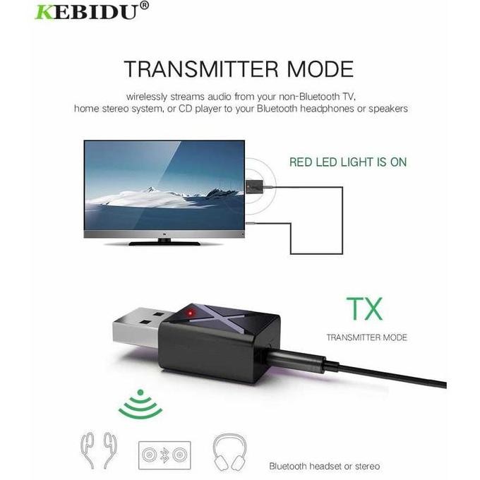 Usb Receiver Transmitter Bluetooth Audio Blutut 5.0 Dongle Hifi Mobil Speaker Headset Earphone Pc La