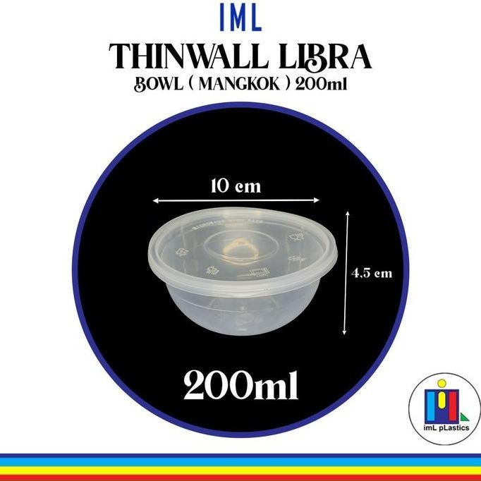 Kotak Makan Plastik THINWALL LIBRA BOWL MANGKOK 200ml-1 set 25pcs