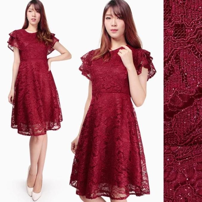 Df399>> Midi Dress Kamila Shortdress Pendek Casual Brukat Wanita