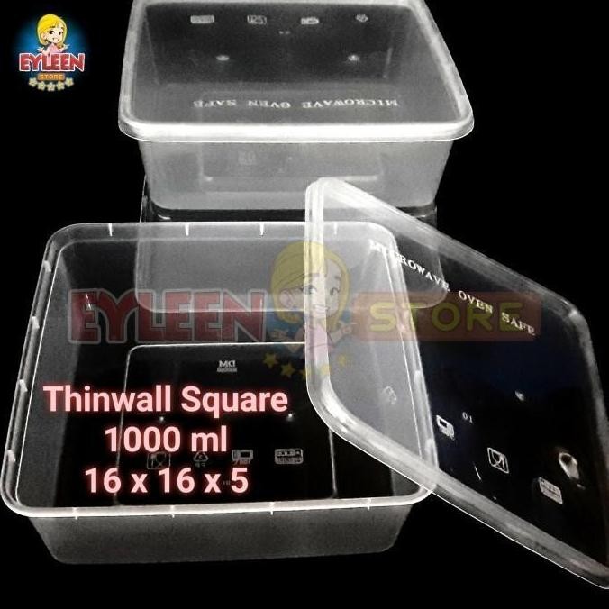 Thinwall Square 1000 ml | Thinwall Kotak 1000 ml | Food Container