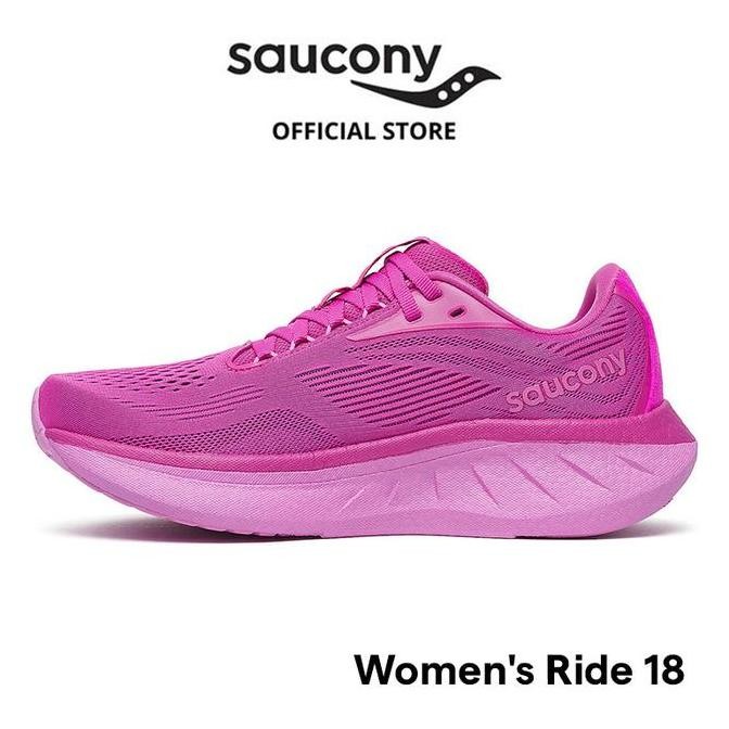 Sepatu Lari Wanita Saucony Shoes Ride 18 Women - Fuchsia / Tulip