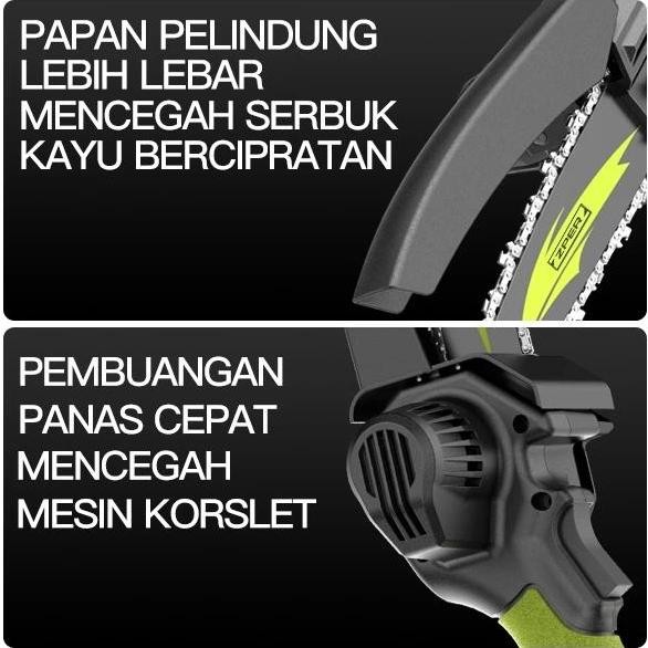 CodZper 8'' Tanpa Sikat Mesin Chainsaw Cordless Chainsaw Gergaji Baterai Gergaji Rantai Elektrik Zp0