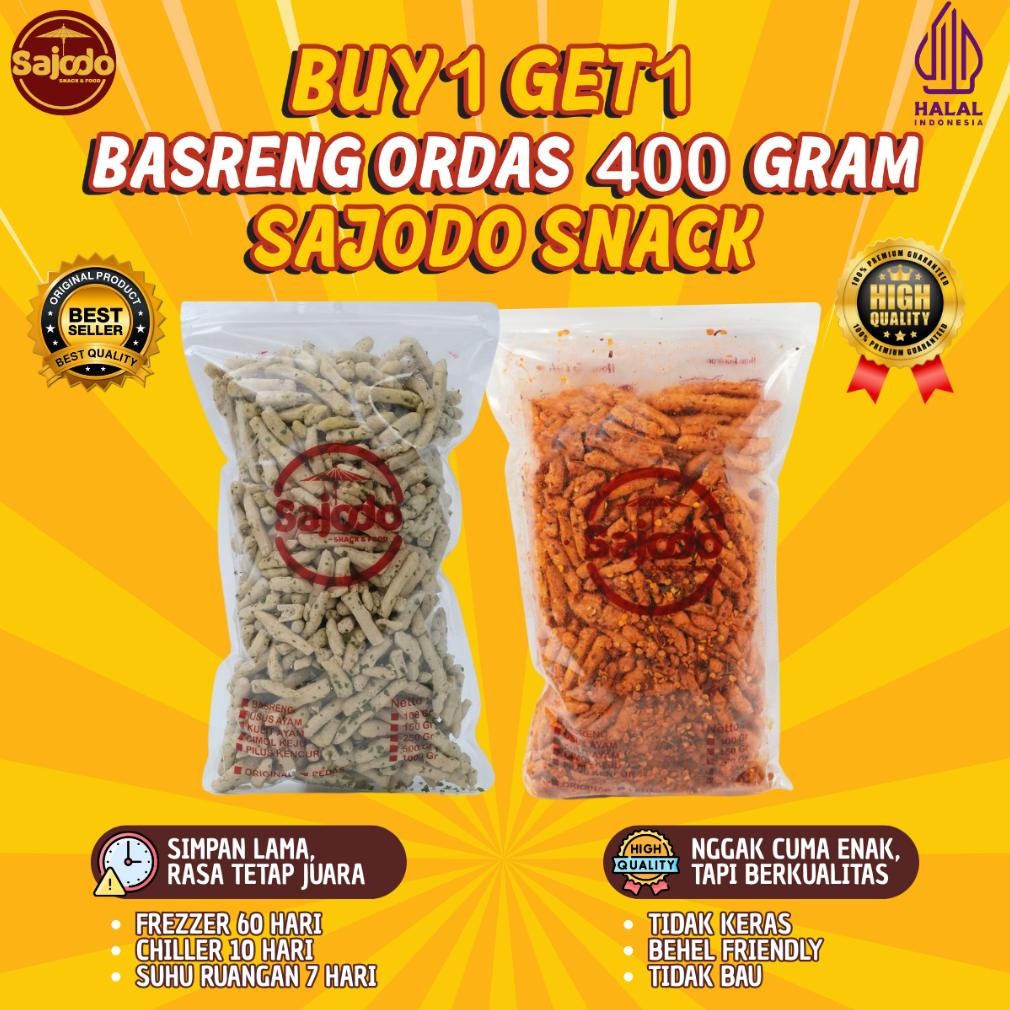 

TERLARIS (Buy 1 Get 1) Basreng Pedas 400 Gr Gratis Basreng Ori 400 Gr Sajodo Snack & Food Cemilan Makanan Siap kirim