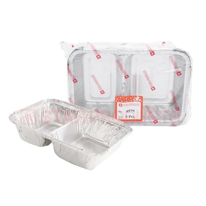 Aluminium Tray 4579-P / 900ml isi 25pc sekat 2 + Tutup