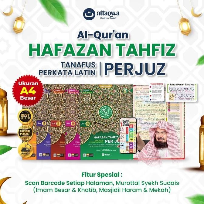 Mushaf Alquran Per Juz Besar HAFAZAN TANAFUS PERKATA LATIN | Ukuran Besar A4 | Terjemah Perkata Lati