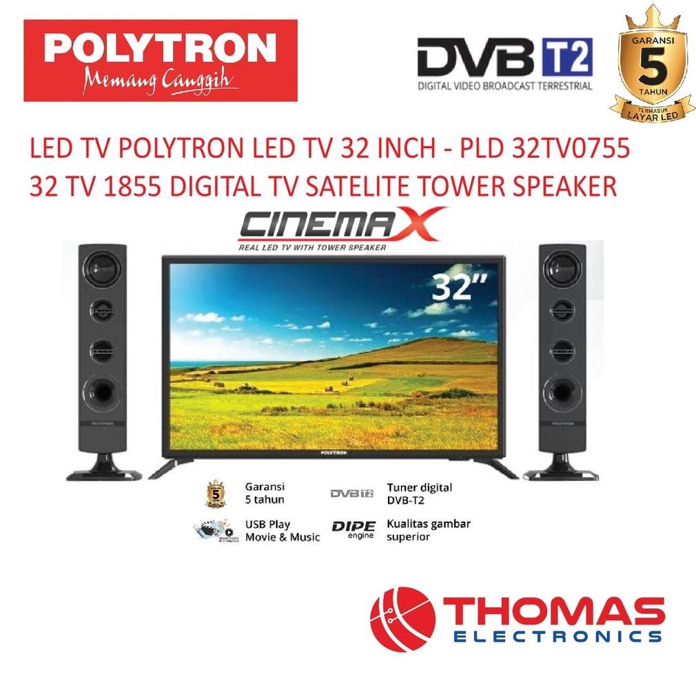 ''Terlaris" Led Tv Polytron 32 Inch Pld 32 Tv 07 / 32 Tv 18 Digital Tv Tower Speaker Garansi Resmi M