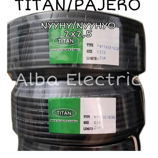 Promo Kabel Listrik PAJERO / TITAN 2x2,5 25 Meter Hitam NYYHY Serabut Hitam COD