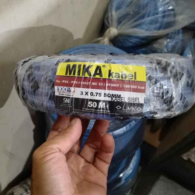 Promo kabel khusus pompa satelit biru gepeng serabut 3x0.75mm tembaga 50mtr SNI MIKA COD