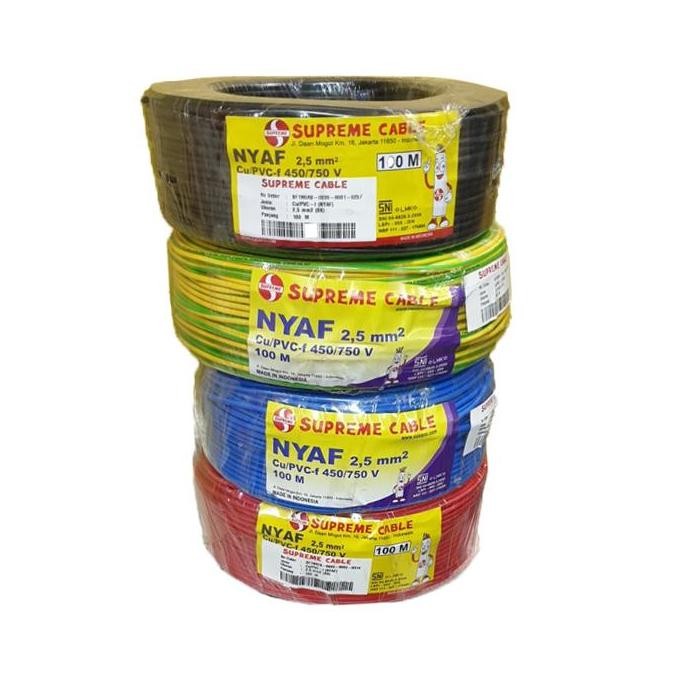 Promo Kabel Listrik Serabut Nyaf 1x2.5 1x2,5 ISI 1 2.5 MM SUPREME Tunggal Single Core Panel Groundin