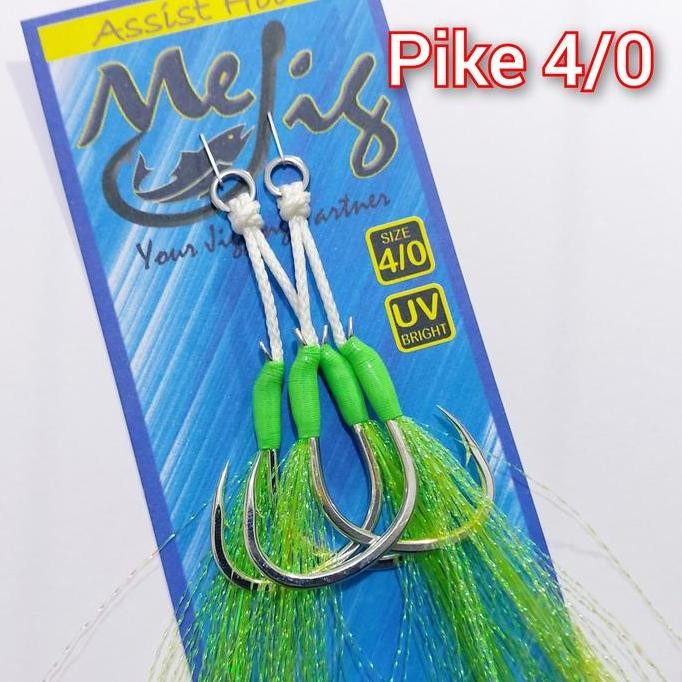 Terbaik | Assist Hook / Kail Pancing Slow Jigging Model Pike 4/0 Untuk Lure Metal Jig | 100% Ori