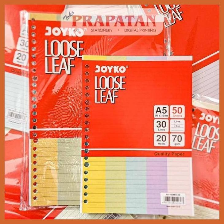 (ATK) JOYKO LOOSE LEAF 50 LEMBAR WARNA A5/B5 | ISI KERTAS FILE BINDER ALAT TULIS LUKIS SEKOLAH KULIA