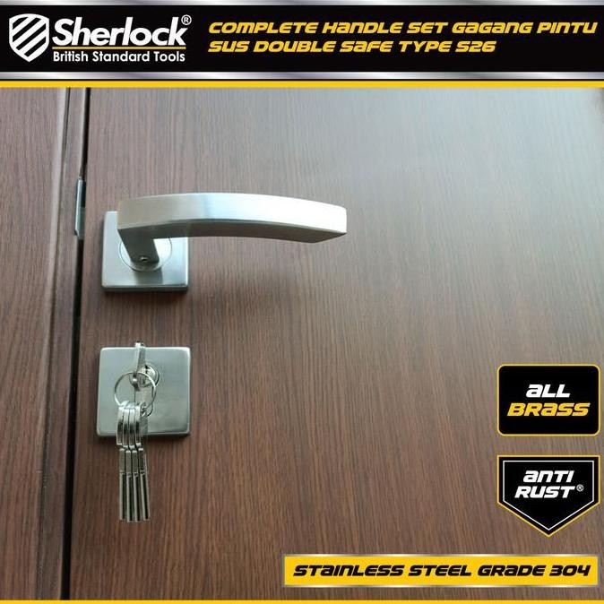 Complete Handle Set Gagang Pintu S26 Kunci Double Safe Stainless 304