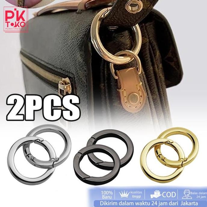 DS152 }} 2pcs/Set Ring O Buka Pengait Tas Besi Tebal Premium Besi Tas Untuk Kaitan Pengait Tali Tas 