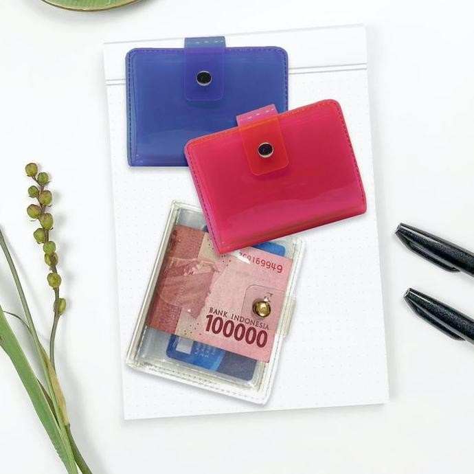 DV176 - MK SHOP 021 DOMPET TRANSPARAN MINI KANCING / DOMPET MINI / DOMPET KARTU DAN UANG TRANSPARAN