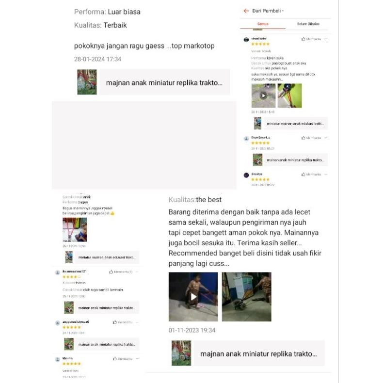 Eelic Mainan Anak Miniatur Replika Traktor Oleng  Traktor Sawah Murah Dari Kayu Gv23