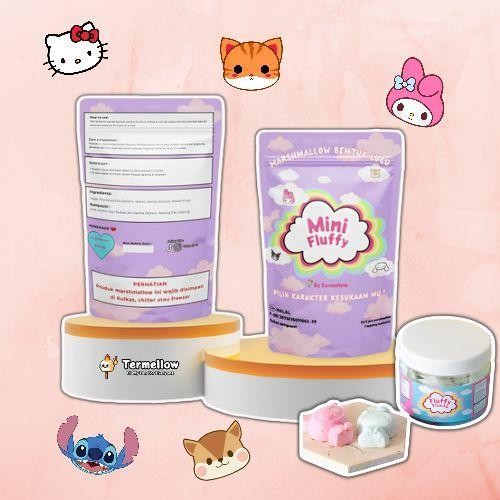 

Mini Fluffy | Marshmallow Fluff By Termellow | Halal | Marshmallow Bentuk Lucu | Marshmallow Kuromi | Marshmallow Character Putih Vanilla Snack Choco