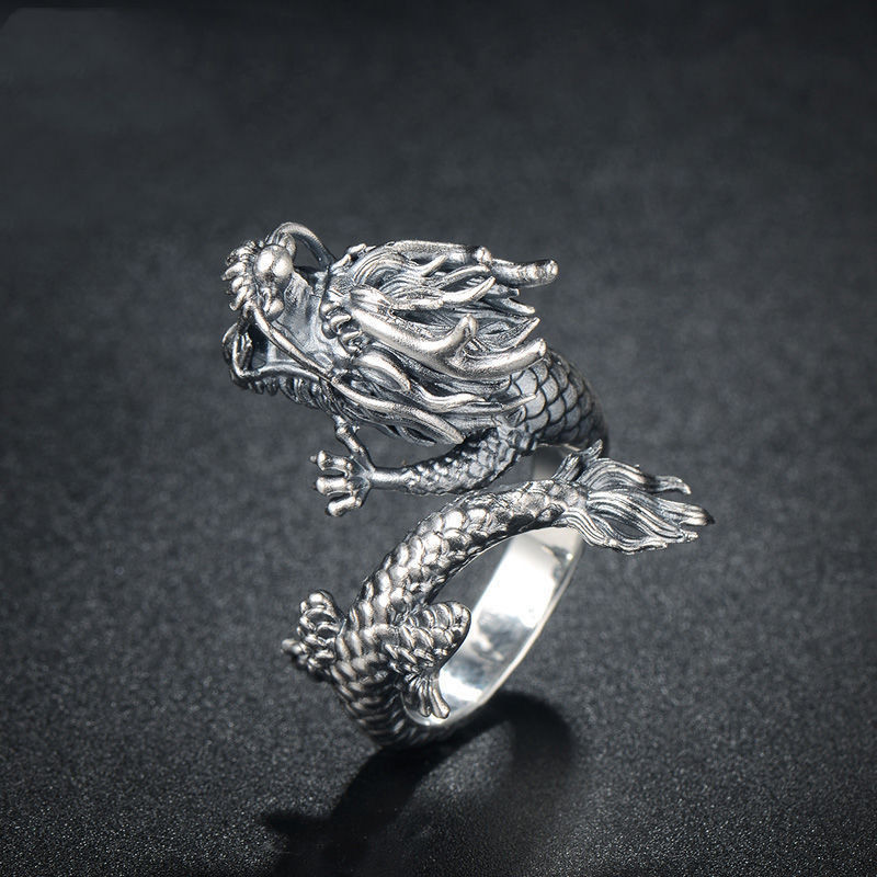 Ring for Men Trendy Retro Domineering Dragon Adjustable Ring Index Finger Men's Ring Unique Dragon R