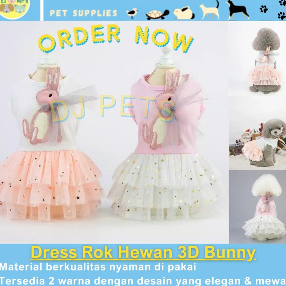 Baju Anjing Dan Baju Kucing Dress 3D Bunny
