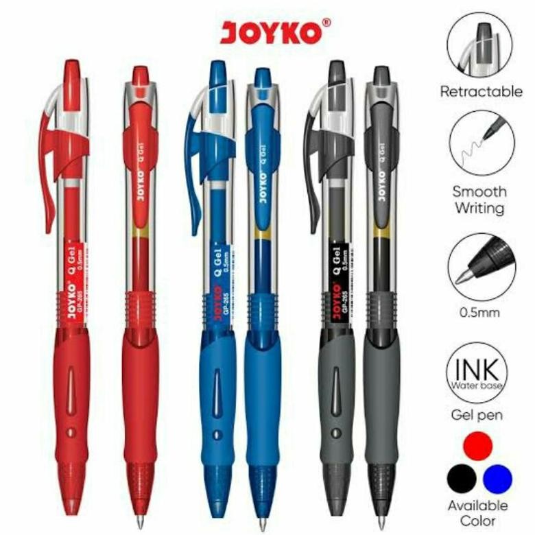 

Cod Pulpen Joyko Gel Gp-265 Q Gel 0.5 Mm Ballpoint Joyko Gp 265 - Hitam Biru Merah 12Pc Nt-77