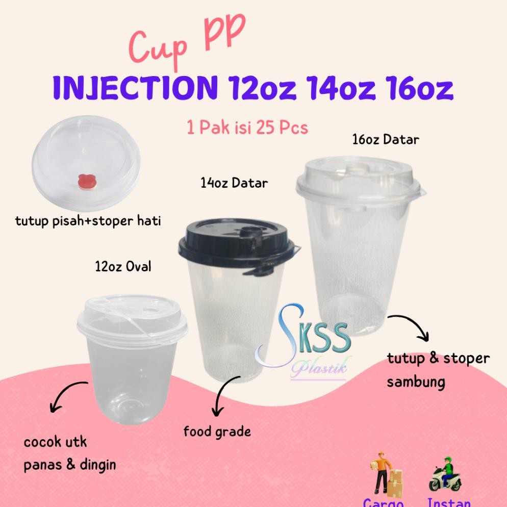 Salt Cup Pp Injection 400Ml 14Oz L Gelas Plastik Boba Cheese Tea 400 Ml 14 Oz ( Cup+Lid+Stopper ) Is