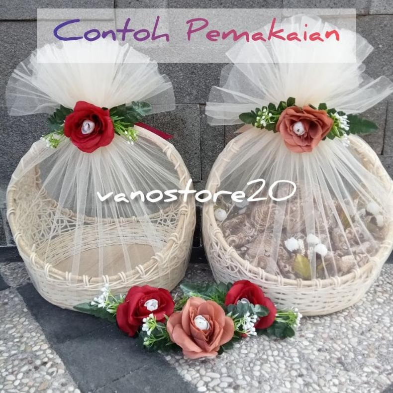 Fue-K5X20 Paket Komplit 1 Set Isi 2 Keranjang Parcel + Kain Tile + Pita Bunga / Keranjang Buah / Par