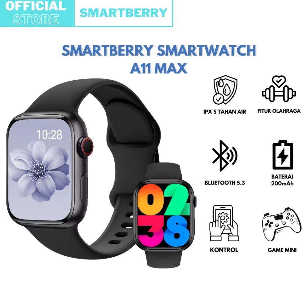 TERLARIS SMARTBERRY Smartwatch A11 MAX Smartberry / jam pintar / jam trendy / smartwatch kekinian / 