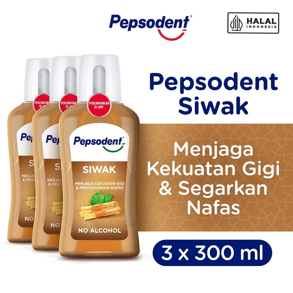 Pepsodent Mouthwash Siwak 300 mL Triplepack (Isi 3)