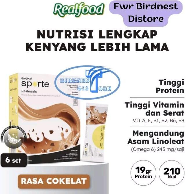 

Realfood Sporte Realmeals Cokelat Sereal Protein Birds Nest Isi 6 Sachet