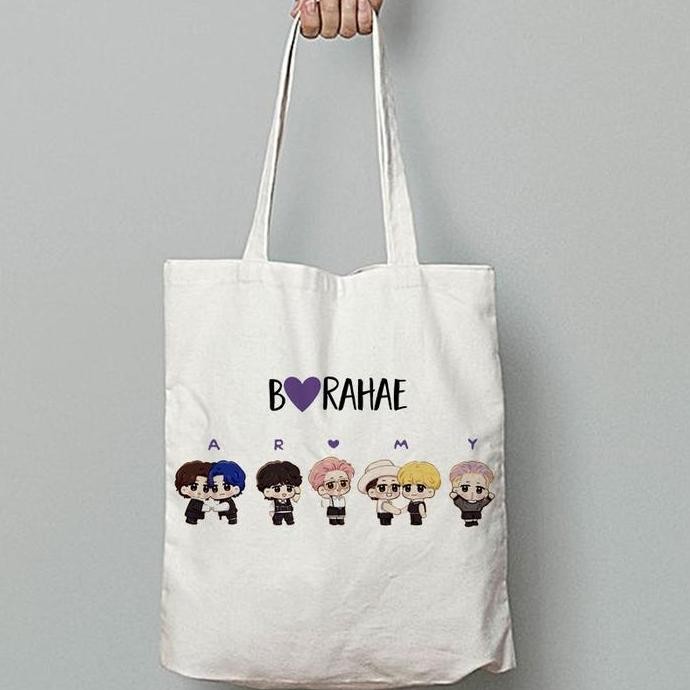 DB83 >> Totebag Tote Bag Kanvas BTS Wanita Logo Army