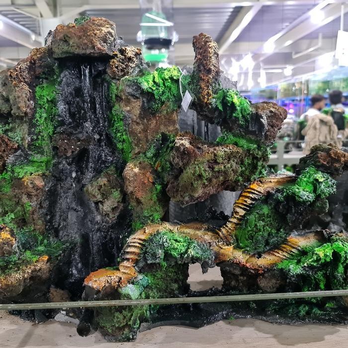 RA relif relief air terjun 1 lubang aquascape, Tinggi 40cm, Lebar 55cm