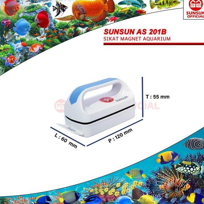 TERMURAH - SUNSUN AS 201B / 202B / 203B SIKAT MAGNET PEMBERSIH KACA AQUARIUM