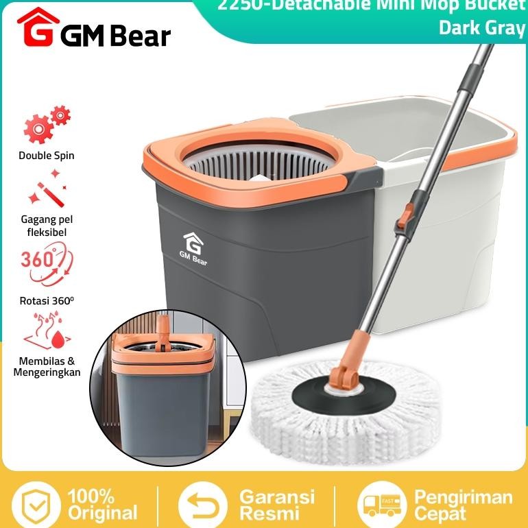 GM Bear Pel Lantai Putar Spin Mop 2250 - Ultra Mop Aclima Pelan Lantai Mini Dark Grey Kain Pel Lanta