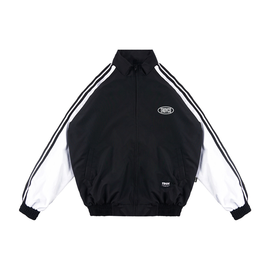 Troy Company Jacket Tracktop Black White Timeless - Jaket Tracktop Hitam Putih JTT 3307
