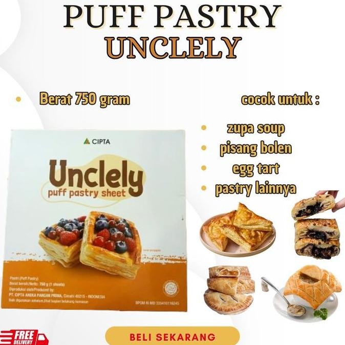 

UNCLELY PUFF PASTRY SHEET 750GR /KULIT PASTRY / INSTANT SIAP PANGGANG / FROZEN FOOD