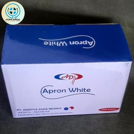 plastik apron white celemek medis isi 100pcs / apron plastik sekali pakai isi 100pc CO