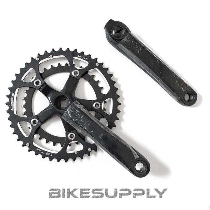 Promo Crank Set (Crankset) Sepeda Merk Lasco CF 37 Double 2 Speed 34 46T BCD 110 Panjang Arm Pendek 