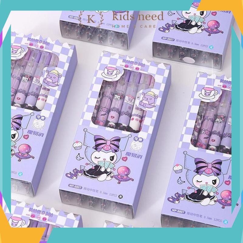 

Berkualitas (12pcs) Pen Jel Cetak Bisa Hapus gelpen Tinta Hitam Bolpoin Gel Erasable Kuromi Black 0.5mm Pulpen Gel Tinta Bisa Di hapus CCX-89